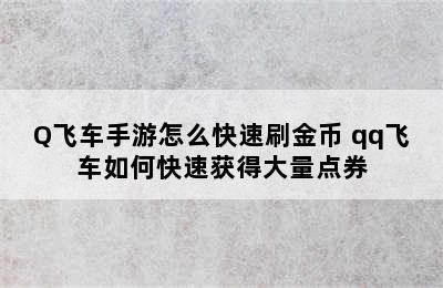 Q飞车手游怎么快速刷金币 qq飞车如何快速获得大量点券